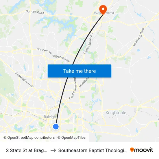 S State St at Bragg St (Ob) to Southeastern Baptist Theological Seminary map