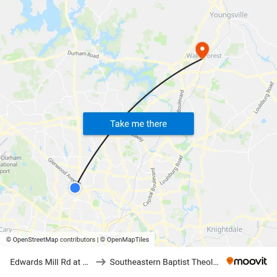 Edwards Mill Rd at Arckelton Dr to Southeastern Baptist Theological Seminary map
