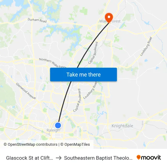 Glascock St at Clifton St (Ob) to Southeastern Baptist Theological Seminary map