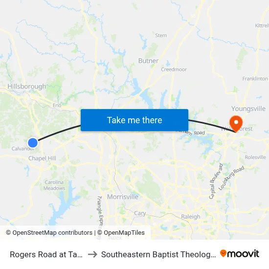 Rogers Road at Tallyho Trail to Southeastern Baptist Theological Seminary map