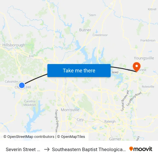 Severin Street at 223 to Southeastern Baptist Theological Seminary map
