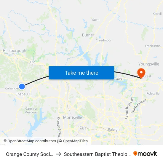 Orange County Social Services to Southeastern Baptist Theological Seminary map