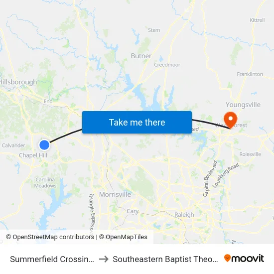 Summerfield Crossing at Grist Mill to Southeastern Baptist Theological Seminary map