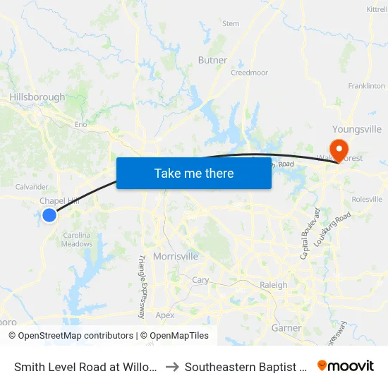 Smith Level Road at Willow Oak Lane Northbound to Southeastern Baptist Theological Seminary map