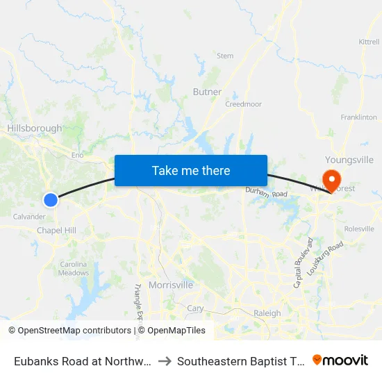 Eubanks Road at Northwood Drive Westbound to Southeastern Baptist Theological Seminary map
