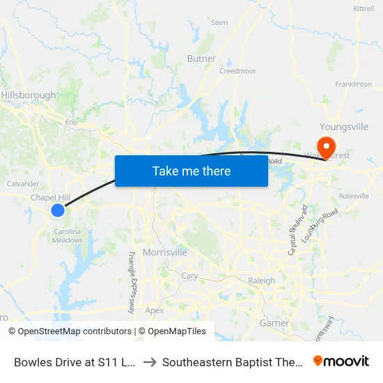Bowles Drive at S11 Lot Driveway Nb to Southeastern Baptist Theological Seminary map