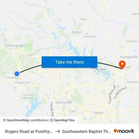 Rogers Road at Purefoy Road Northbound to Southeastern Baptist Theological Seminary map