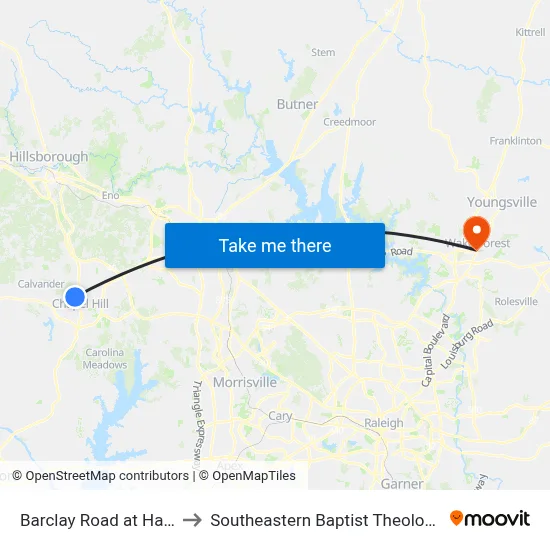 Barclay Road at Hartig Street to Southeastern Baptist Theological Seminary map