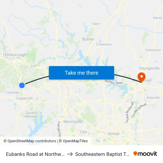 Eubanks Road at Northwood Drive Eastbound to Southeastern Baptist Theological Seminary map