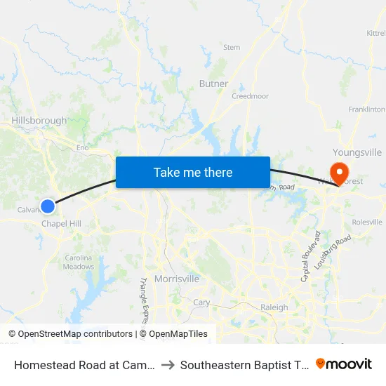 Homestead Road at Camden Lane Southbound to Southeastern Baptist Theological Seminary map