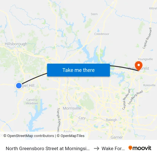 North Greensboro Street at Morningside Drive Westbound to Wake Forest, NC map