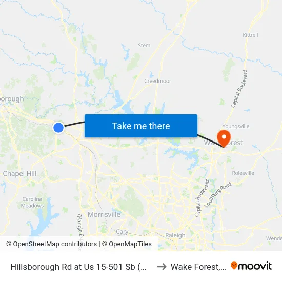 Hillsborough Rd at Us 15-501 Sb (Wendy's to Wake Forest, NC map