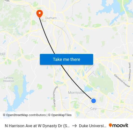 N Harrison Ave at W Dynasty Dr (Sb) to Duke University map