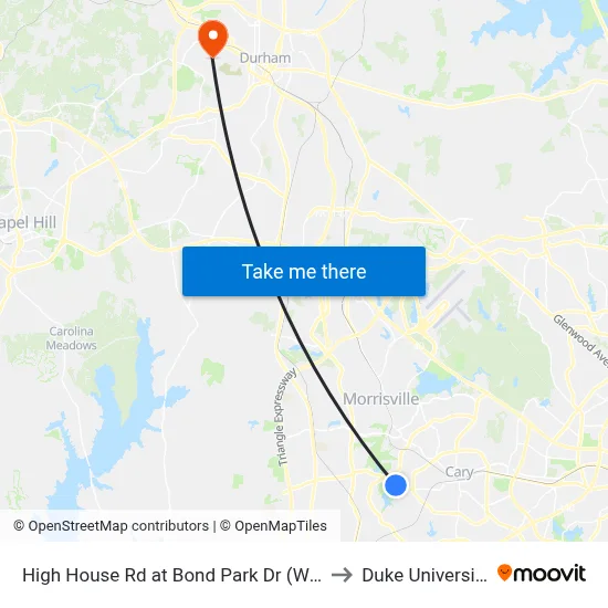 High House Rd at  Bond Park Dr (Wb) to Duke University map