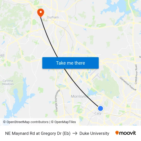 NE Maynard Rd at Gregory Dr (Eb) to Duke University map