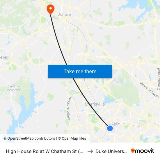 High House Rd at W Chatham St (Eb) to Duke University map