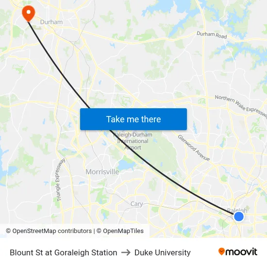 Blount St at Goraleigh Station to Duke University map