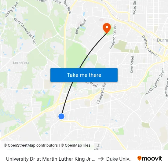 University Dr at Martin Luther King Jr Pkwy (Wb) to Duke University map