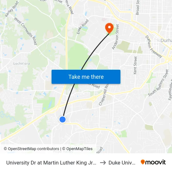 University Dr at Martin Luther King Jr Pkwy (Eb) to Duke University map