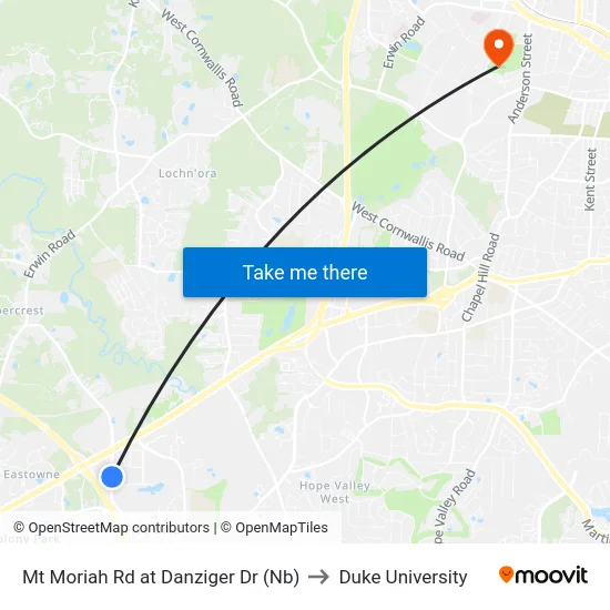 Mt Moriah Rd at Danziger Dr (Nb) to Duke University map
