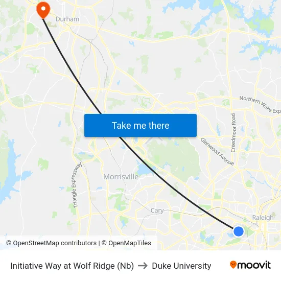 Initiative Way at Wolf Ridge (Nb) to Duke University map