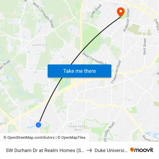 SW Durham Dr at Realm Homes (Sb) to Duke University map