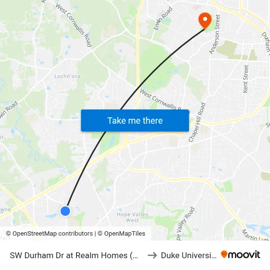 SW Durham Dr at Realm Homes (Nb) to Duke University map