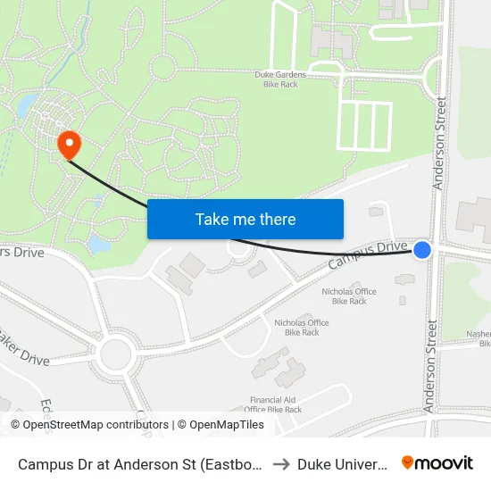 Campus Dr at Anderson St (Eastbound) to Duke University map