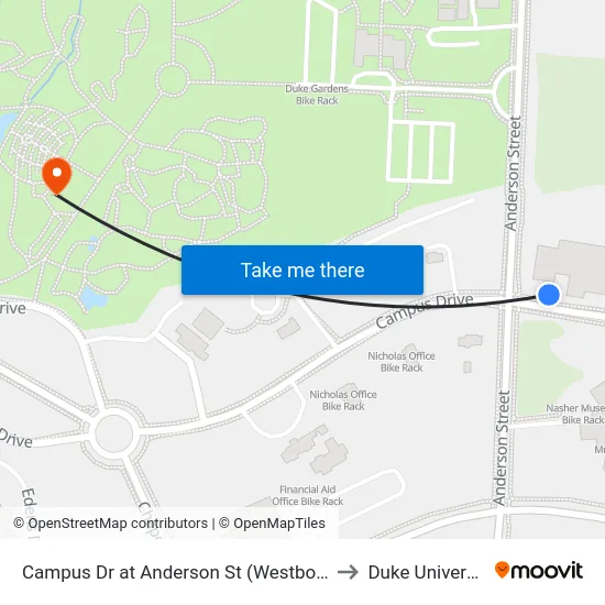 Campus Dr at Anderson St (Westbound) to Duke University map