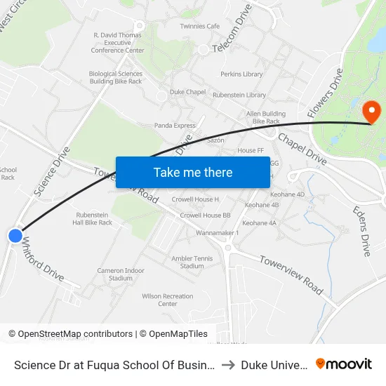 Science Dr at Fuqua School Of Business (Nb) to Duke University map