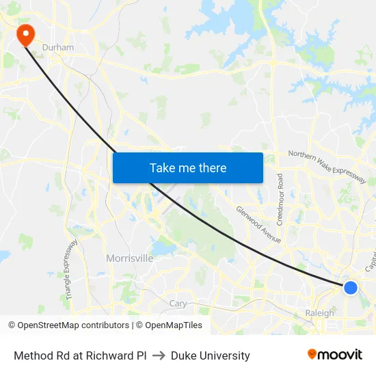 Method Rd at Richward Pl to Duke University map