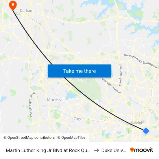 Martin Luther King Jr Blvd at Rock Quarry Rd (Wb) to Duke University map