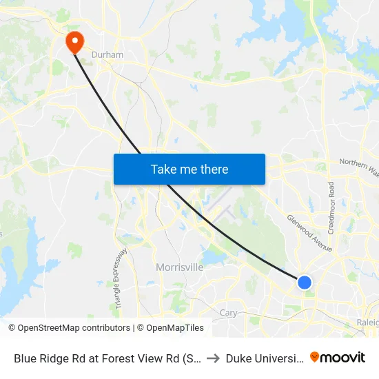 Blue Ridge Rd at Forest View Rd (Sb) to Duke University map