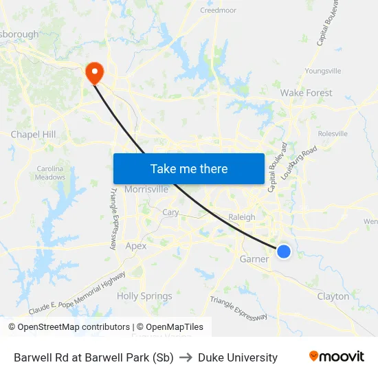 Barwell Rd at Barwell Park (Sb) to Duke University map