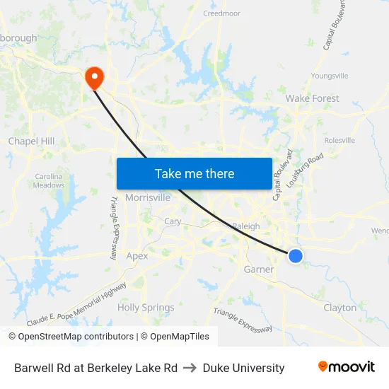 Barwell Rd at Berkeley Lake Rd to Duke University map