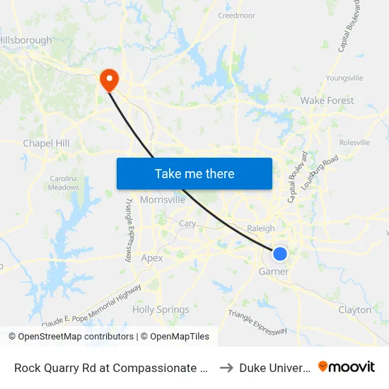 Rock Quarry Rd at Compassionate Dr (Nb) to Duke University map