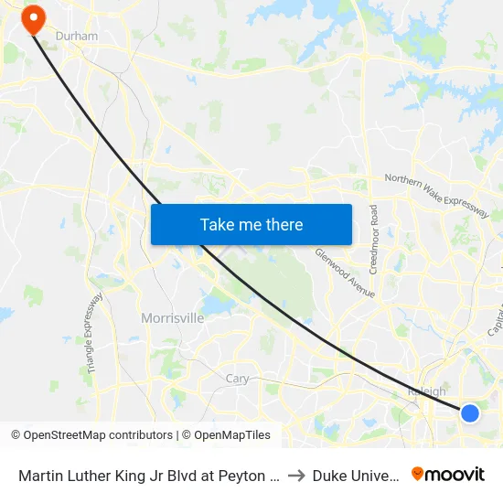 Martin Luther King Jr Blvd at Peyton St (Wb) to Duke University map
