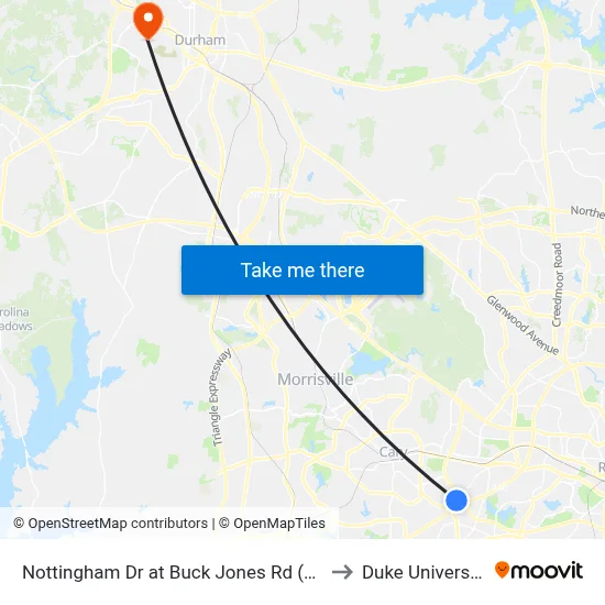 Nottingham Dr at Buck Jones Rd (Eb) to Duke University map