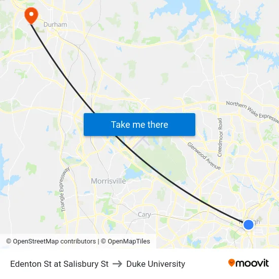 Edenton St at Salisbury St to Duke University map