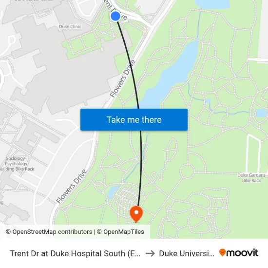 Trent Dr at Duke Hospital South (Eb) to Duke University map