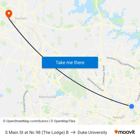 S Main St at Nc 98 (The Lodge) B to Duke University map