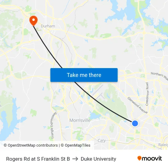 Rogers Rd at S Franklin St B to Duke University map