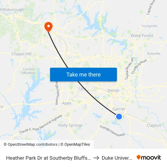 Heather Park Dr at Southerby Bluffs Ct B to Duke University map