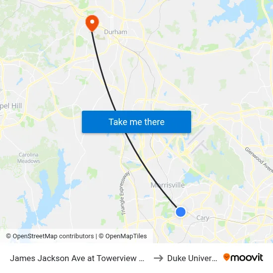 James Jackson Ave at Towerview Ct (Eb) to Duke University map