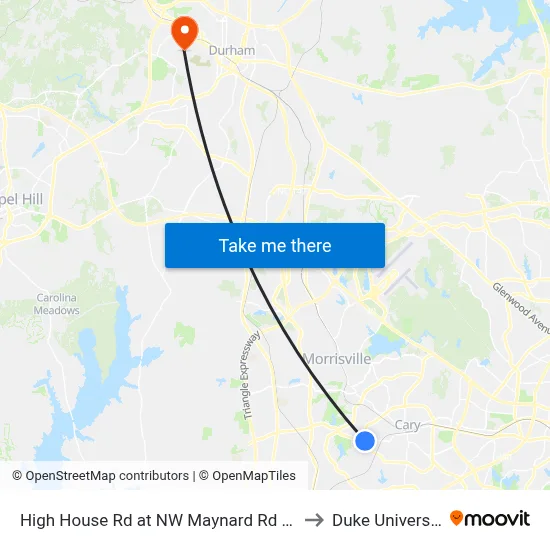 High House Rd at NW Maynard Rd (Eb) to Duke University map