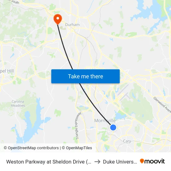 Weston Parkway at Sheldon Drive (Nb) to Duke University map