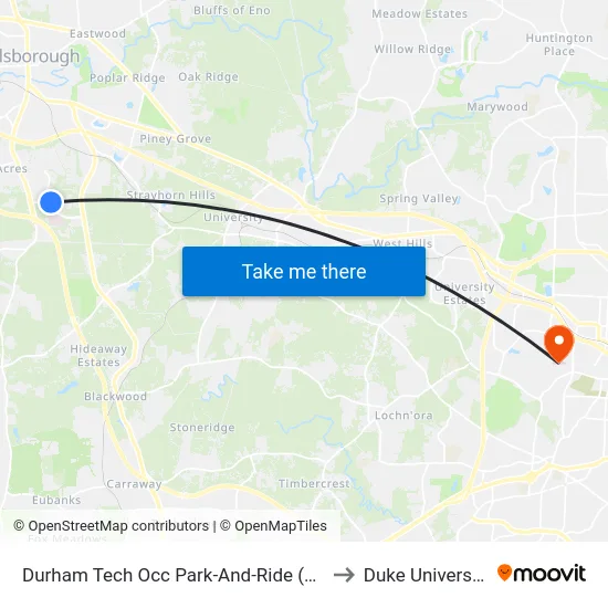 Durham Tech Occ Park-And-Ride (Sb) to Duke University map