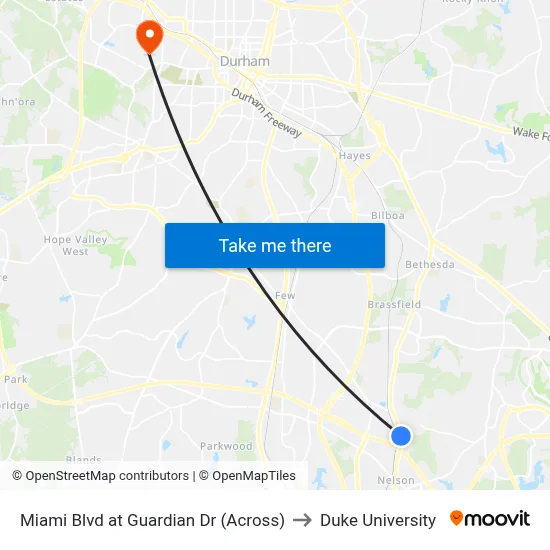 Miami Blvd at Guardian Dr (Across) to Duke University map
