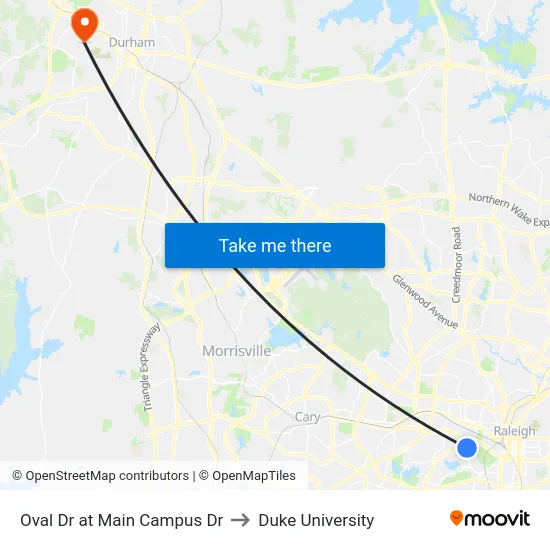 Oval Dr at Main Campus Dr to Duke University map