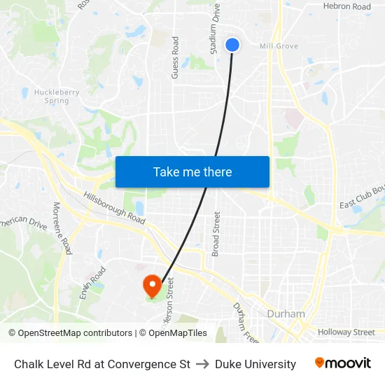 Chalk Level Rd at Convergence St to Duke University map
